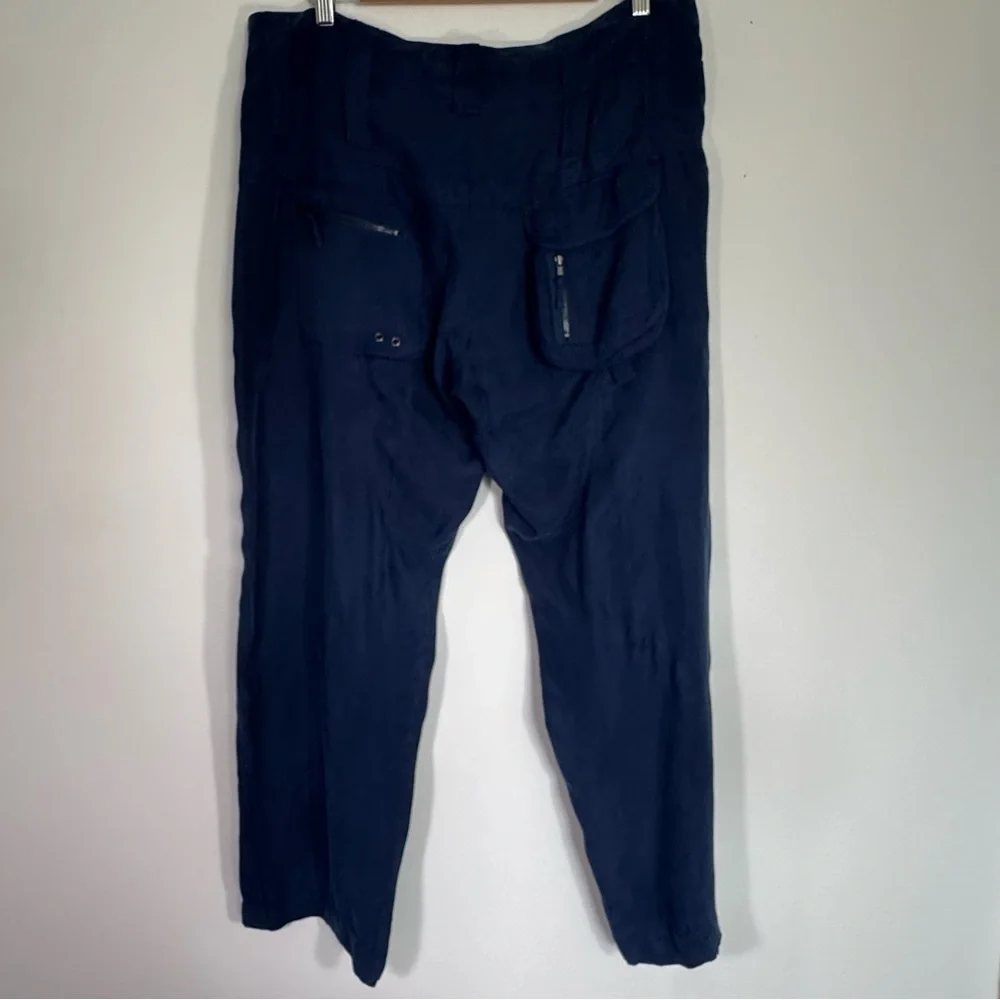 Johnny Was Pete & Greta Navy Blue Cargo Pants Size 12 lagenlook casual